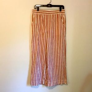 Rachel Zoe Striped Linen Pants Small Red/White